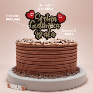 PERSONALIZIRANI toper za tortu sa natpisom SRETNA GODIŠNJICA BRAKA u tri boje