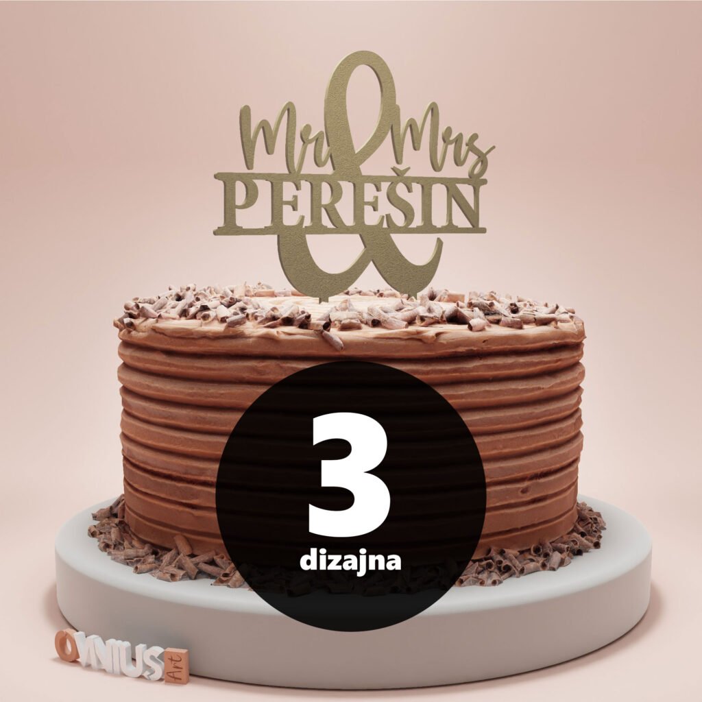 3 različita dizajna topera mr & mrs s prezimenom