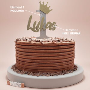 Toper za rođendan s KRUNOM, IMENOM i VELIKIM BROJEM