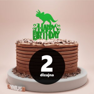 [2 dizajna] Toper za rođendan HAPPY BIRTHDAY s DINOSAUROM