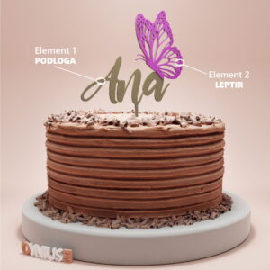 PERSONALIZIRANI toper za tortu IME i LEPTIR u dvije boje