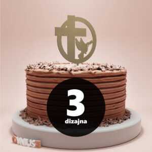 [3 dizajna] Toper za KRIZMU s KRIŽEM i GOLUBOM u krugu