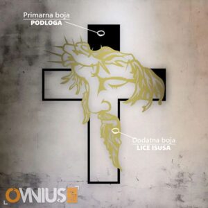 Križ s licem Isusa u 2 boje s objašnjenjima.