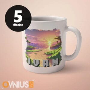 [5 dizajna] Personalizirana šalica Zalazak sunca u Minecraftu s IMENOM