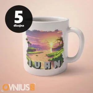 [5 dizajna] Personalizirana šalica Zalazak sunca u Minecraftu s IMENOM
