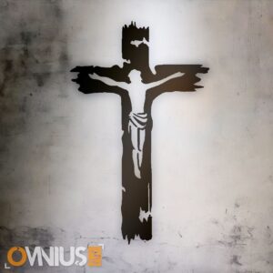 Drveni križ s izrezanim likom Isusa