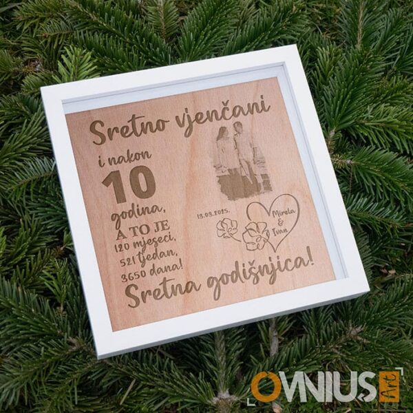 Personalizirani okvir za godišnjicu braka. 10 godina braka.