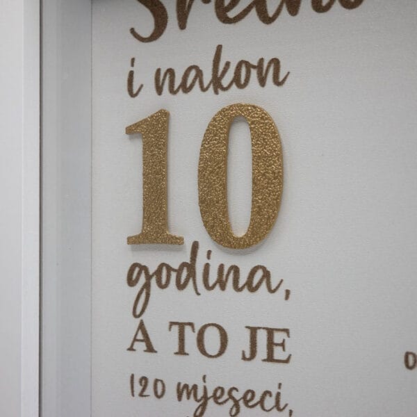 Personalizacija okvira za 10 godina braka 3D brojem
