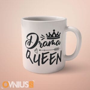 Šalica Drama Queen – crno bijeli dizajn s krunom
