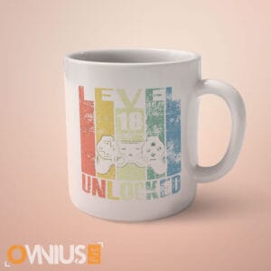 Personalizirana gamerska šalica LEVEL UNLOCKED u boji