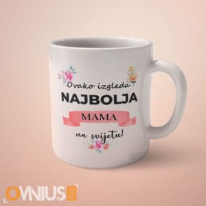 Personalizirana šalica za najbolju mamu na svijetu s cvijećem