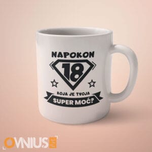 Personalizirana šalica Napokon toliko godina, koja je tvoja supermoć