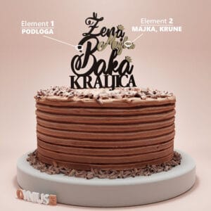 Toper za tortu žena majka baka kraljica 2 boje