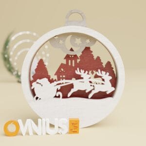 Božićna 3D kuglica za bor djed mraz u saonicama