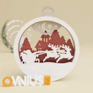 Božićna 3D kuglica za bor djed mraz u saonicama