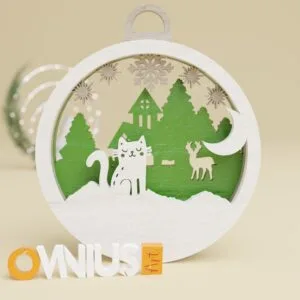 Božićna 3D kuglica za bor s mačkom
