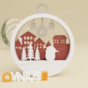 Božićna 3D kuglica za bor sa snjegovićem