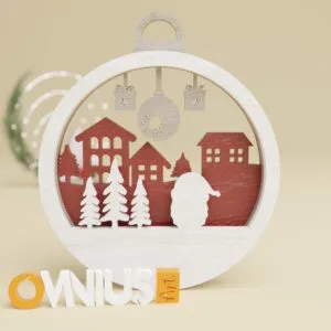 Božićna 3D kuglica za bor sa snjegovićem