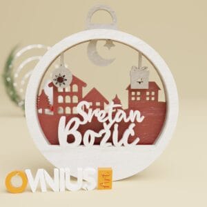 Božićna 3D kuglica za bor sretan božić