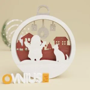 Božićna 3D kuglica za bor djed mraz i mačka