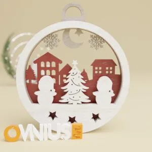 Božićna 3D kuglica za bor dva snjegovića