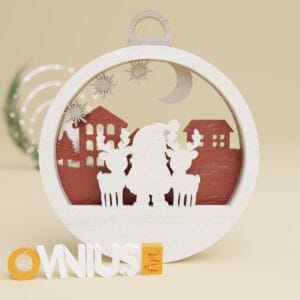 Božićna 3D kuglica za bor 2 soba i djed mraz