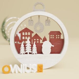 Božićna 3D kuglica za bor snjegović s borovima