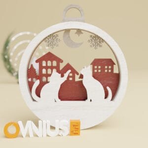 Božićna 3D kuglica za bor dvije mačke