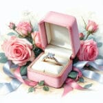 Prsten u kutijici okružen ružama