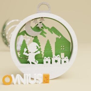 Božićna 3D kuglica za bor vilenjak i pokloni