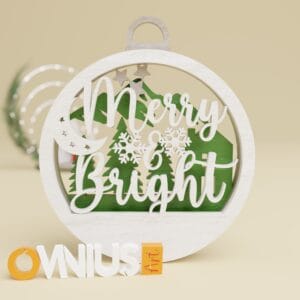 Božićna 3D kuglica za bor Merry & Bright
