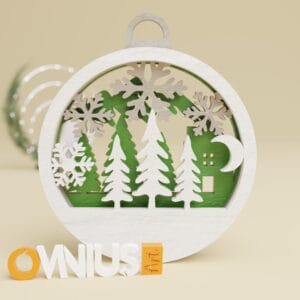 Božićna 3D kuglica za bor snježni borovi