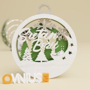 Božićna 3D kuglica za bor natpis Sretan Božić