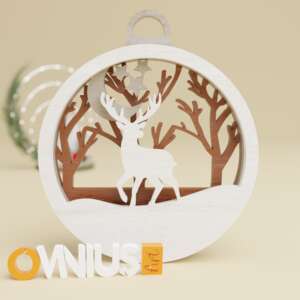Božićna 3D kuglica za bor jelen i drva