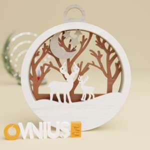 Božićna 3D kuglica za bor veliki i mali jelen