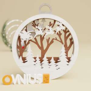 Božićna 3D kuglica za bor djed mraz tri soba