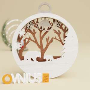 Božićna 3D kuglica za bor veliki i mali medvjed