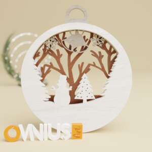 Božićna 3D kuglica za bor snjegovic i borovi