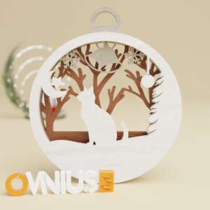 Božićna 3D kuglica za bor mačka na boru