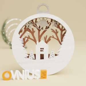 Božićna 3D kuglica za bor kucica u sumi