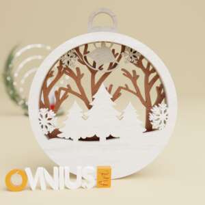 Božićna 3D kuglica za bor tri bora i pahuljice