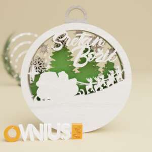 Božićna 3D kuglica za bor sobovi i sretan bozic