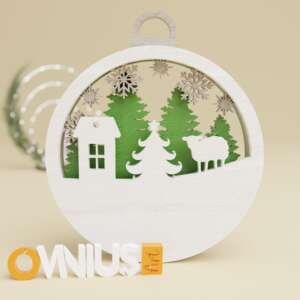 Božićna 3D kuglica za bor kuca bor ovca