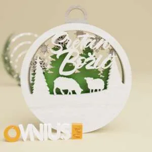 Božićna 3D kuglica za bor ovce i sretan bozic