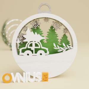 Božićna 3D kuglica za bor auto vozi bor