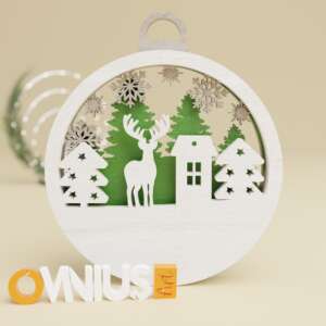 Božićna 3D kuglica za bor sob kuca borovi