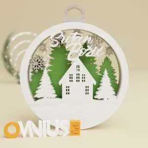 Božićna 3D kuglica za bor kuca s natpisom