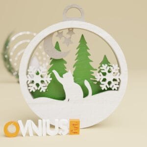 Božićna 3D kuglica za bor mačka i pahuljice