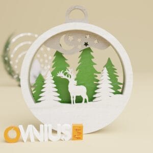 Božićna 3D kuglica za bor sob i dva bora