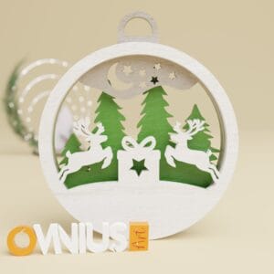 Božićna 3D kuglica za bor dva soba i poklon